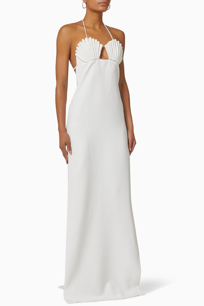 

Seashell Dress in Crepe, White