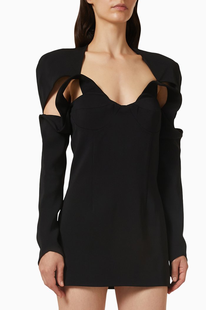 

Sweetheart Mini Dress in Crepe, Black