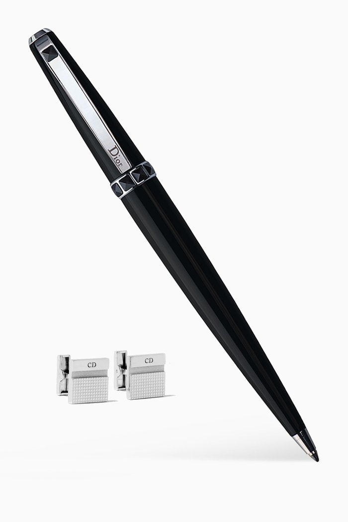 

"Sapphire Crystal" Ballpoint Pen & Cufflink Set, Black