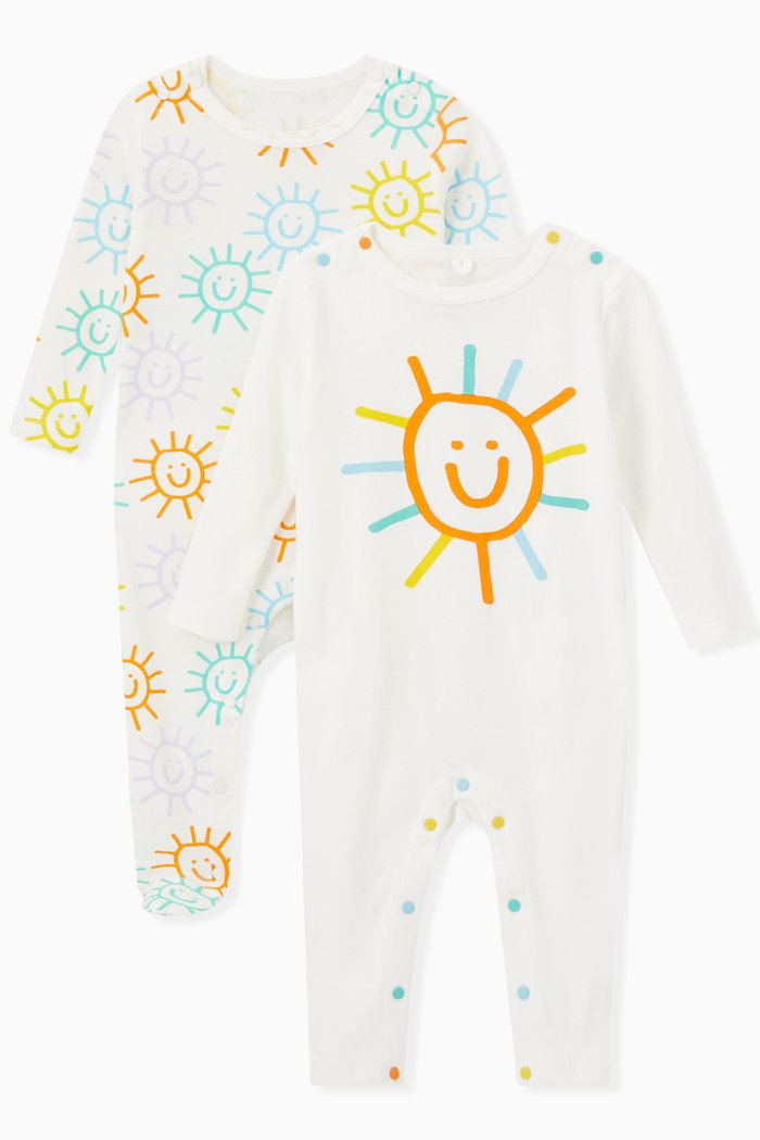 

Smiley Print Pyjamas in Cotton, Multicolour