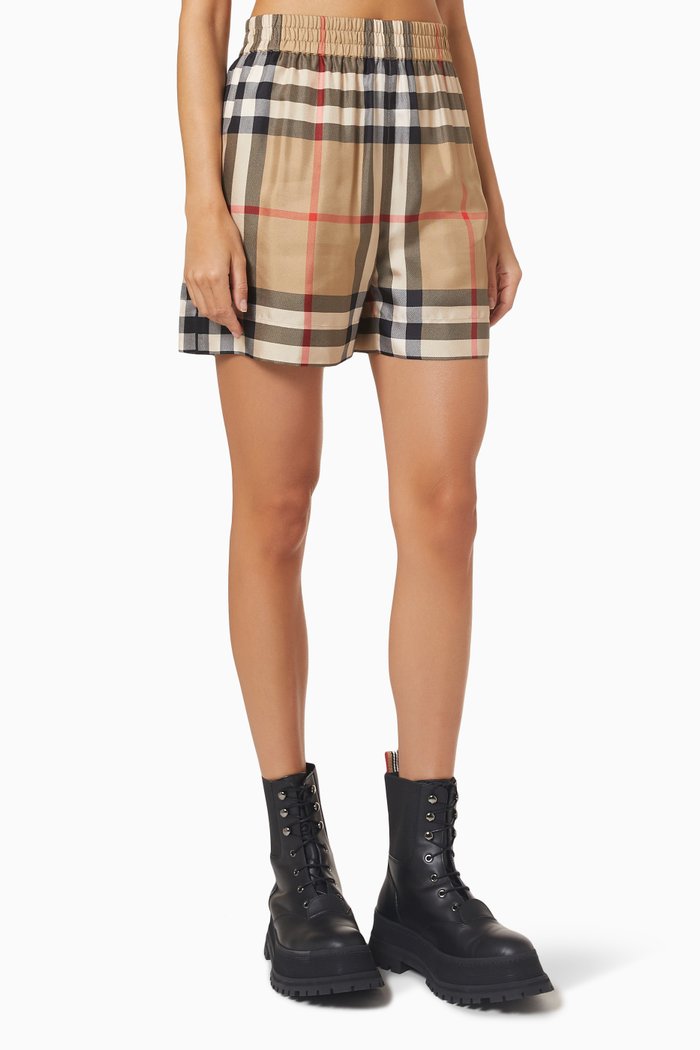 

Check Shorts in Silk, Neutral
