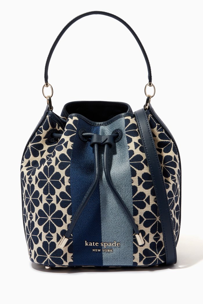 

Medium Bucket Bag in Spade Flower Jacquard, Blue