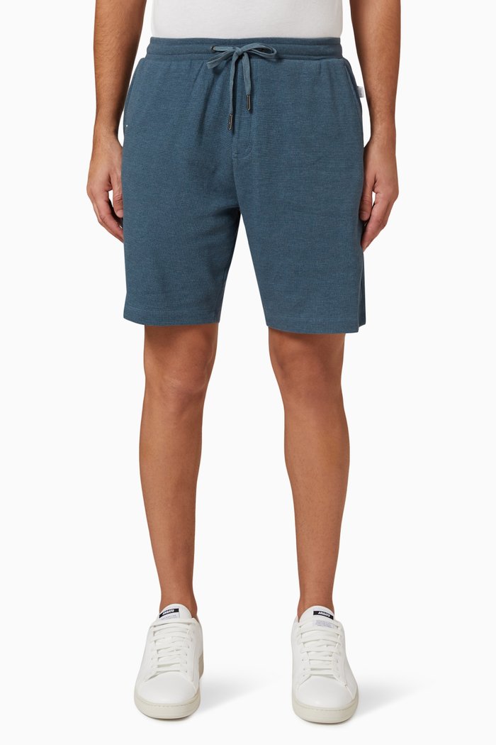 

Drawstring Shorts in Waffle Knit, Blue