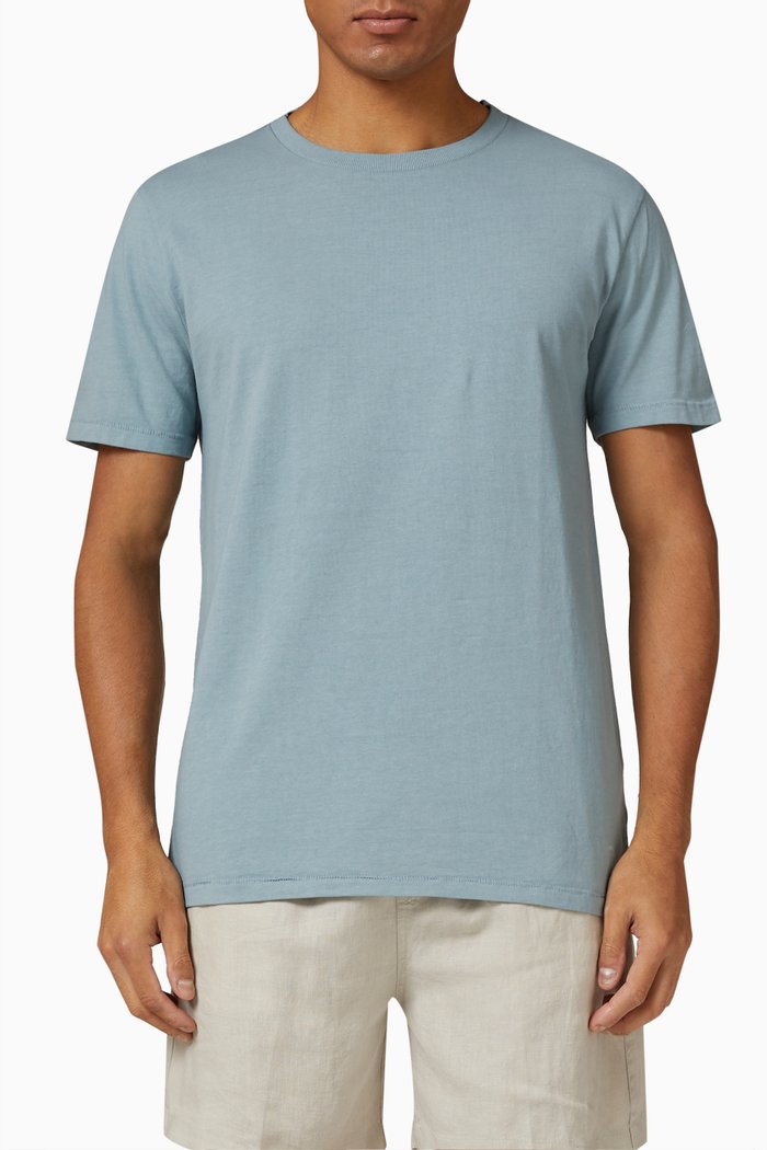 

Garment Dyed Crewneck T-shirt in Cotton Jersey, Blue