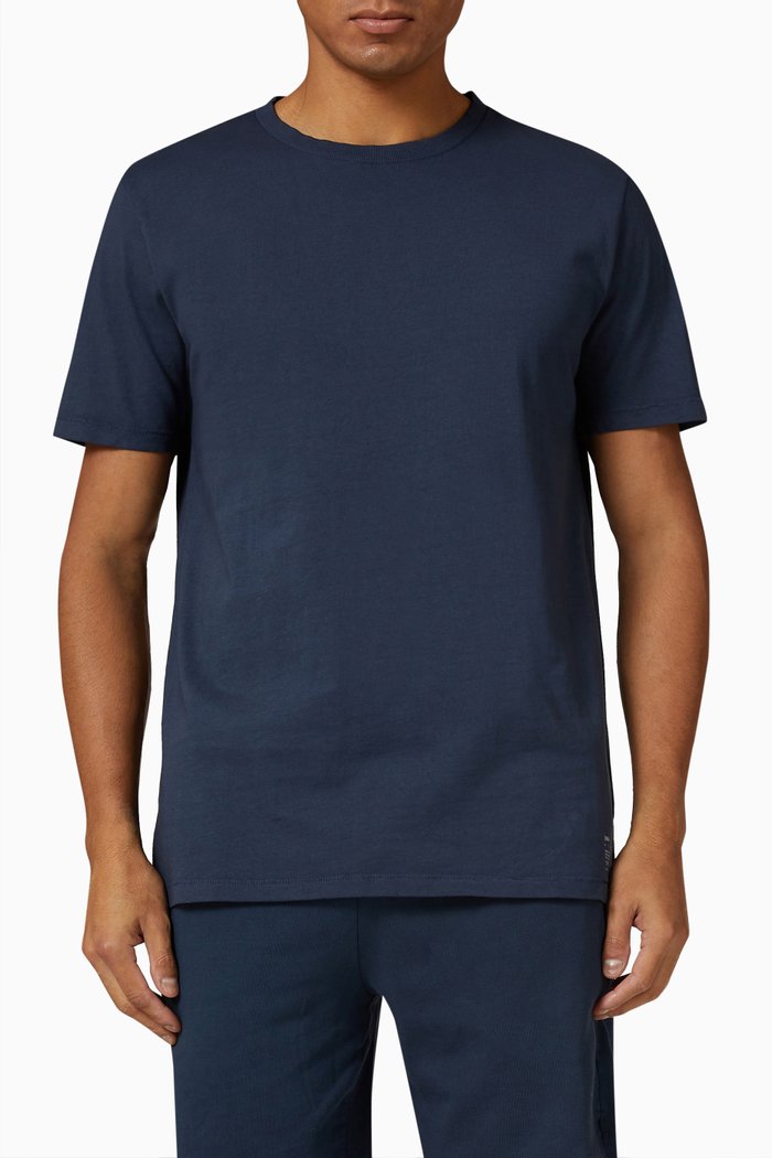 

Garment Dyed Crewneck T-shirt in Cotton Jersey, Blue