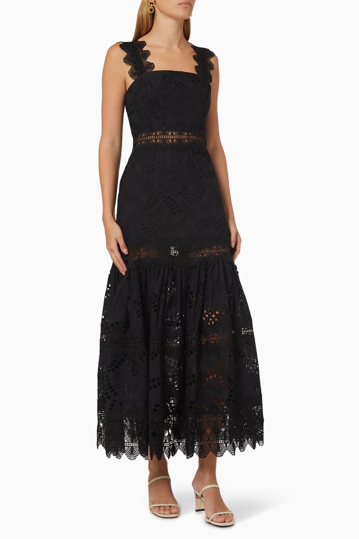 

Sireneuse Dress in Eyelet Cotton, Black