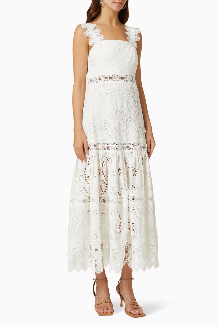 

Sireneuse Dress in Eyelet Cotton, White