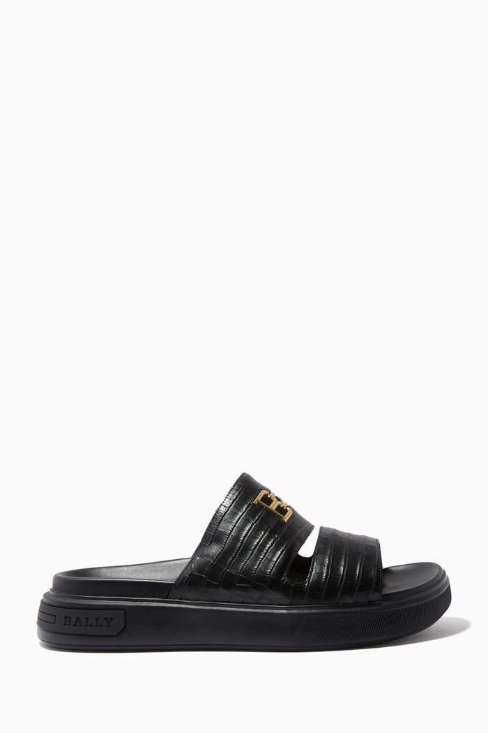 Jym Sandals in Leather, Black