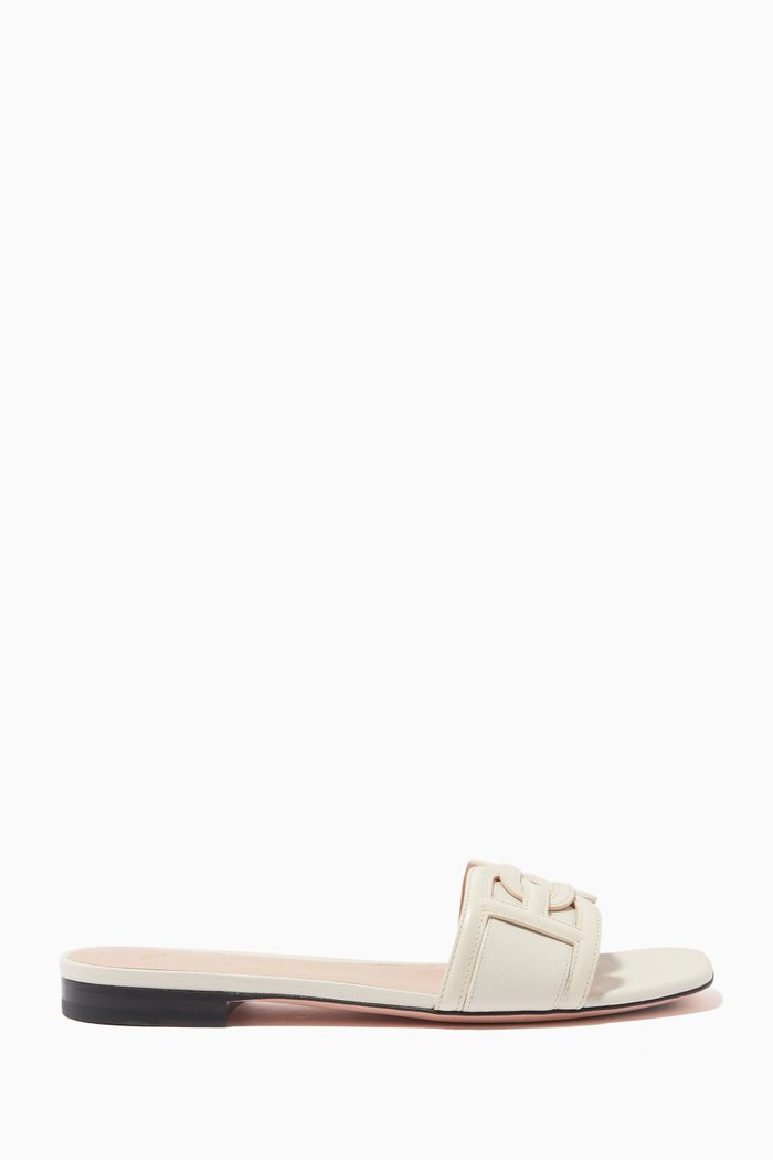

Peoni Flat Sandals in Leather, Neutral