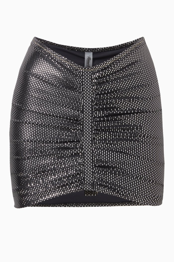 

Geraldina Scrunch Skirt in Lamé, Black