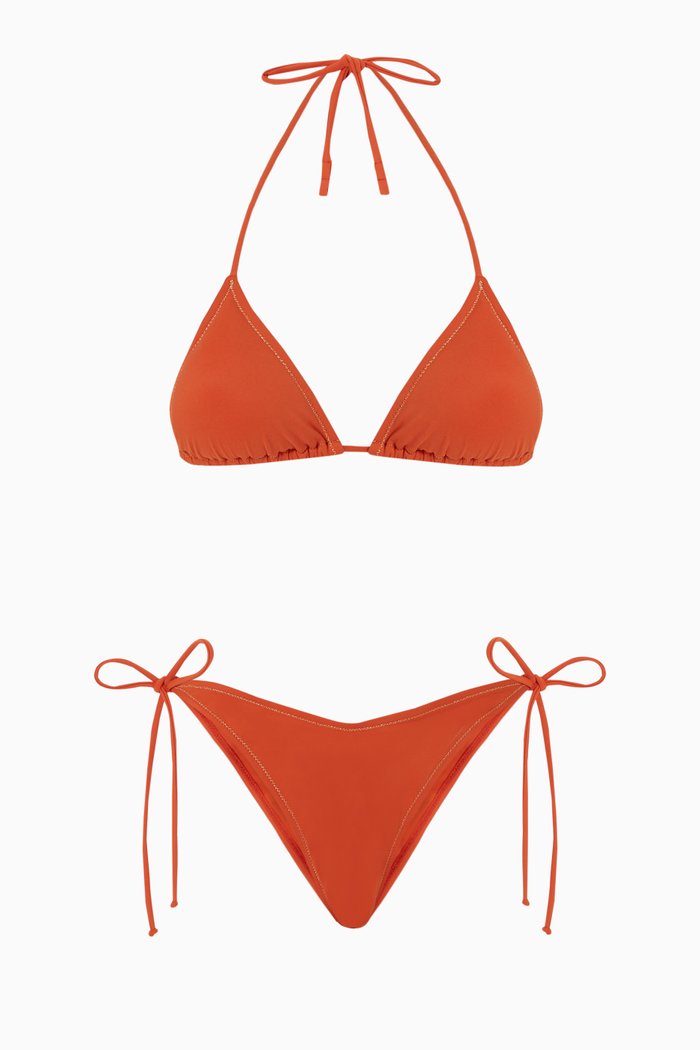 

Susan Triangle Bikini Set in Stretch Nylon, Orange