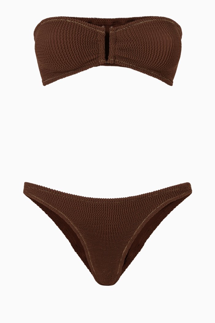 

Ausilia Scrunch Bikini Set in Crinkle Nylon, Brown