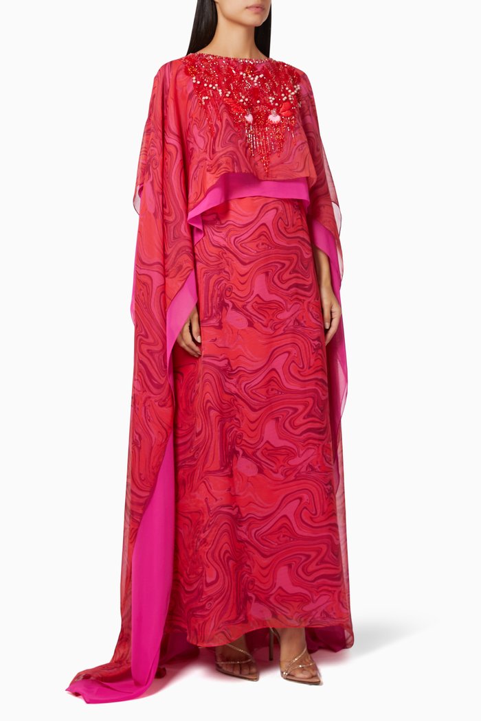 

Bird Embroidery Kaftan, Pink