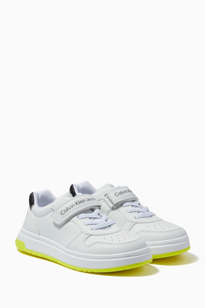 

Contrast Sole Sneakers in Faux Leather, White