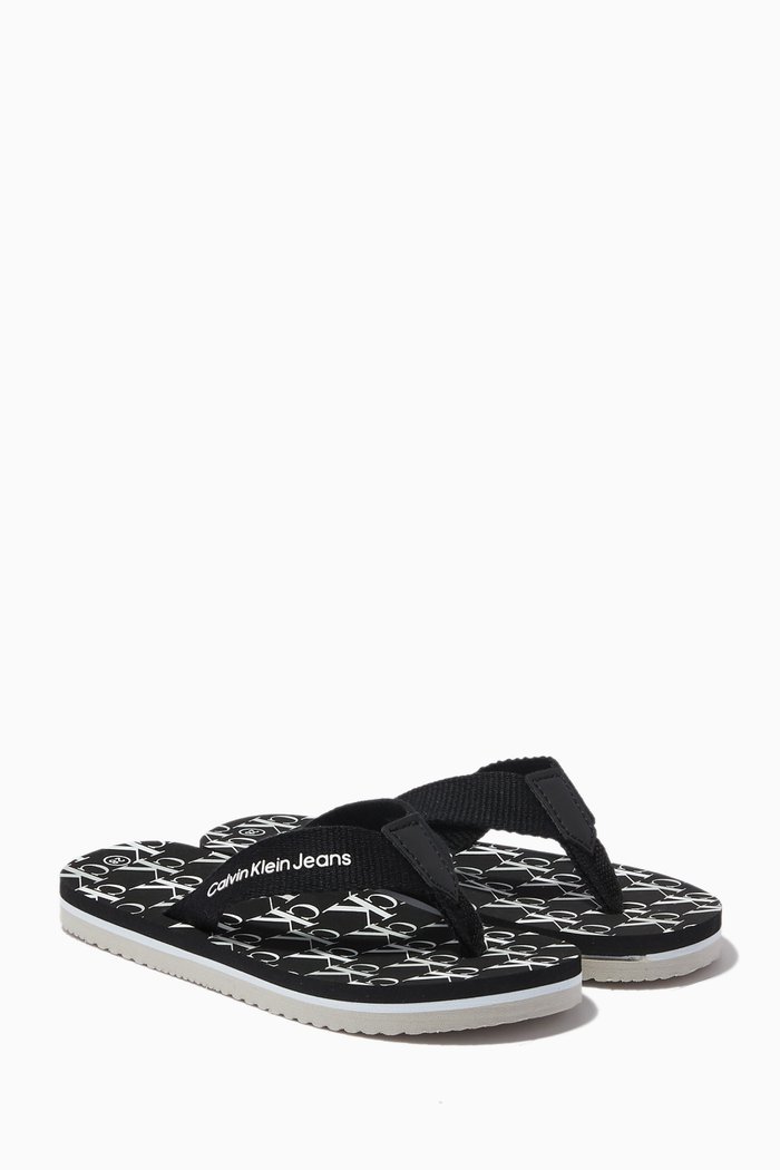 

Logo Print Flip Flops, Black