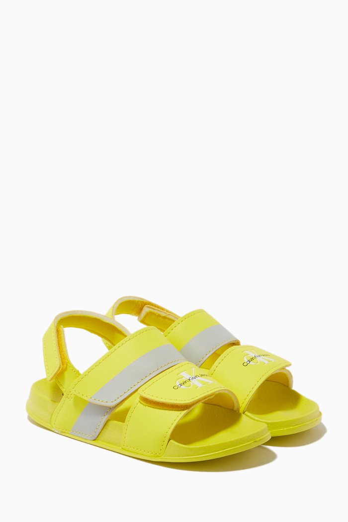 

Logo Print Velcro Sandals, Yellow