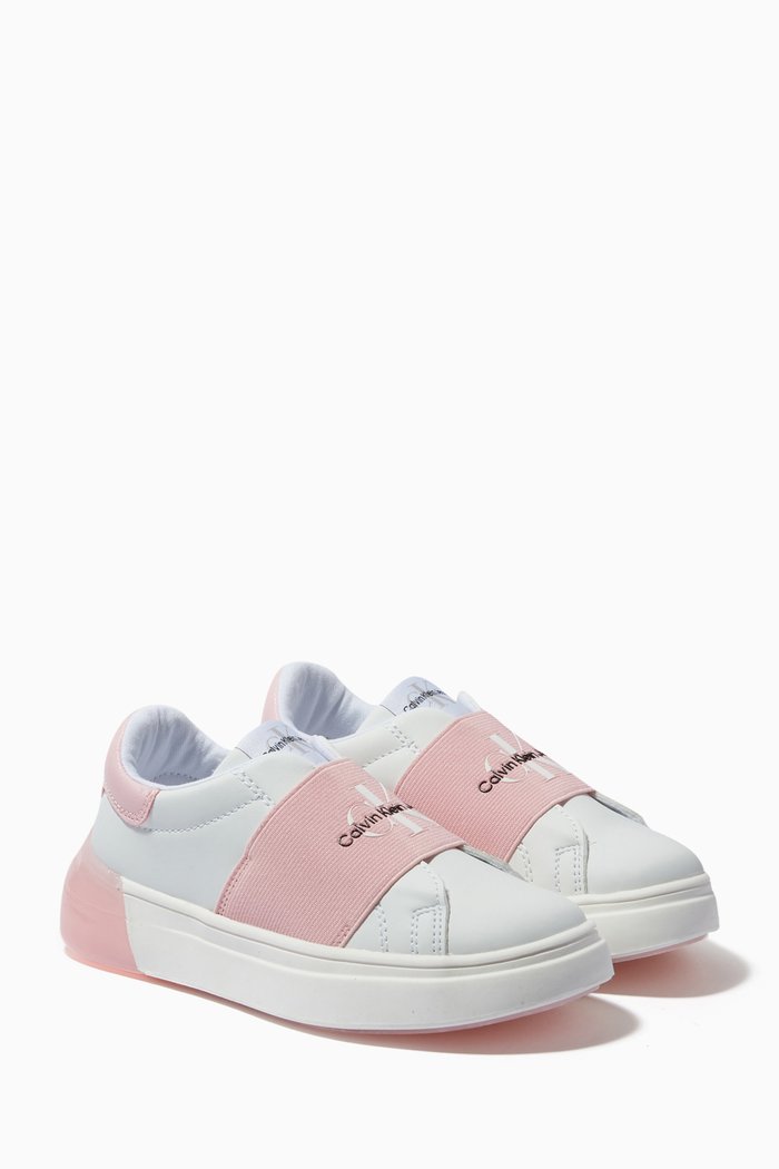 

Logo Band Sneakers in Faux Leather, White