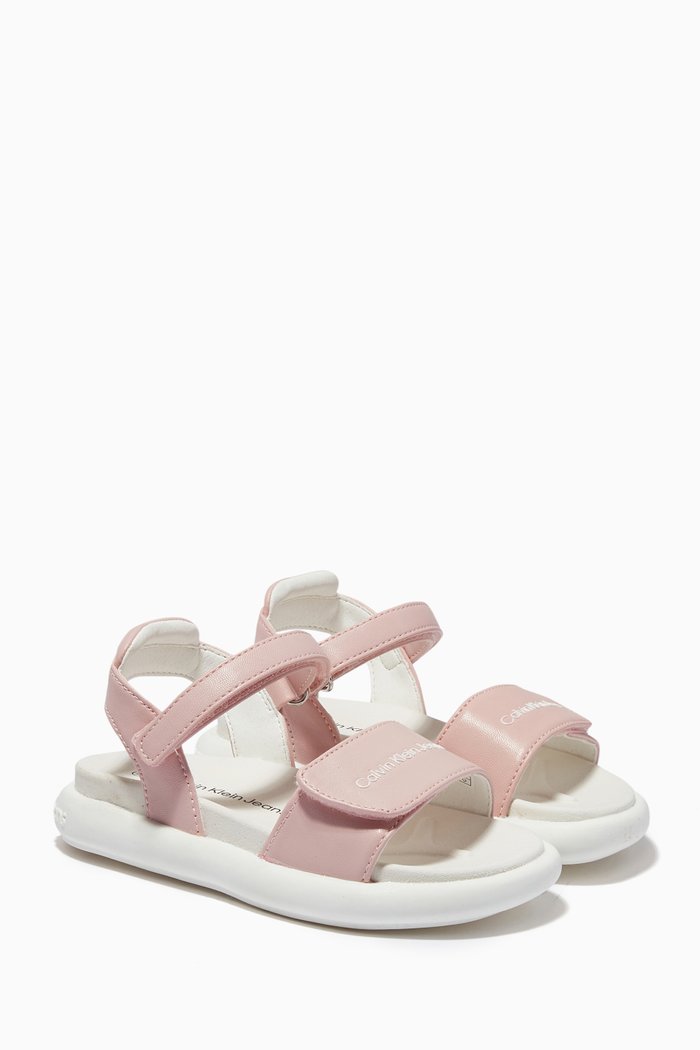 

Velcro Sandals in Faux Leather, Pink