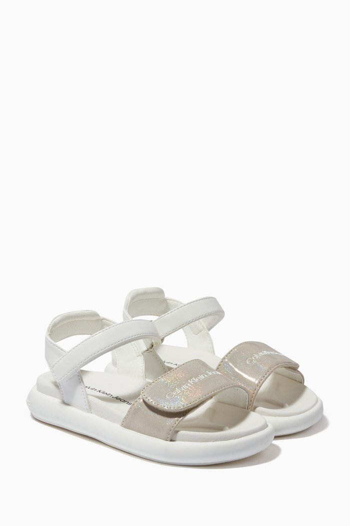 

Velcro Sandals in Faux Leather, Neutral
