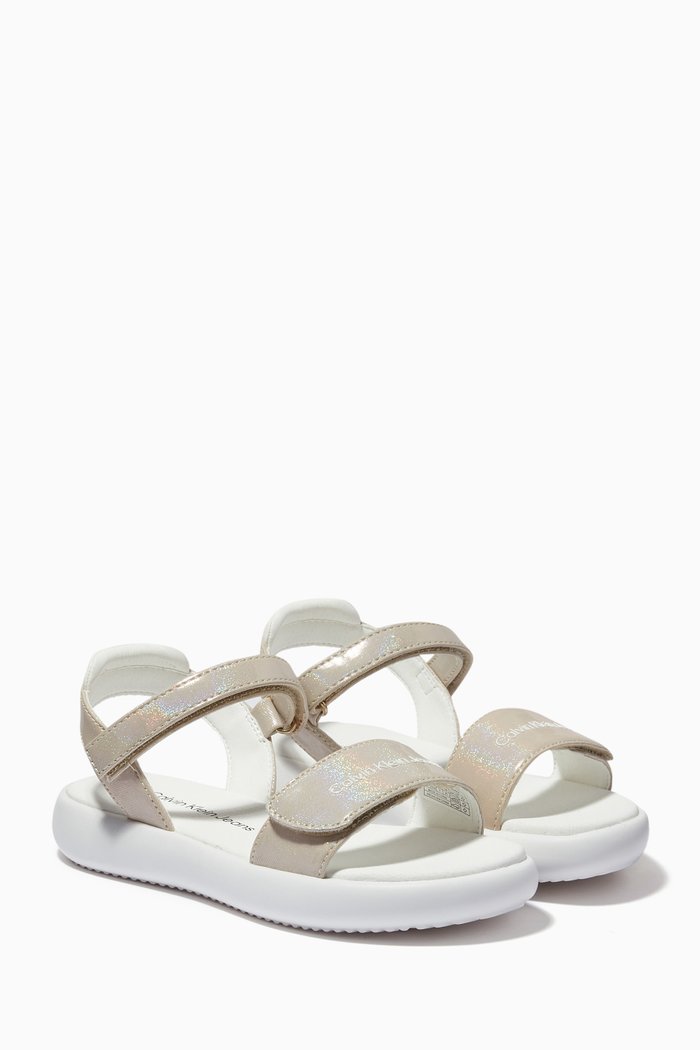 

Velcro Sandals in Faux Leather, Neutral