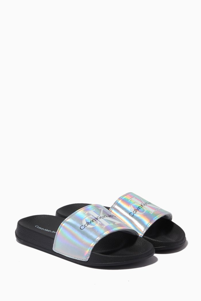 

Iridescent Logo Pool Slides, Multicolour