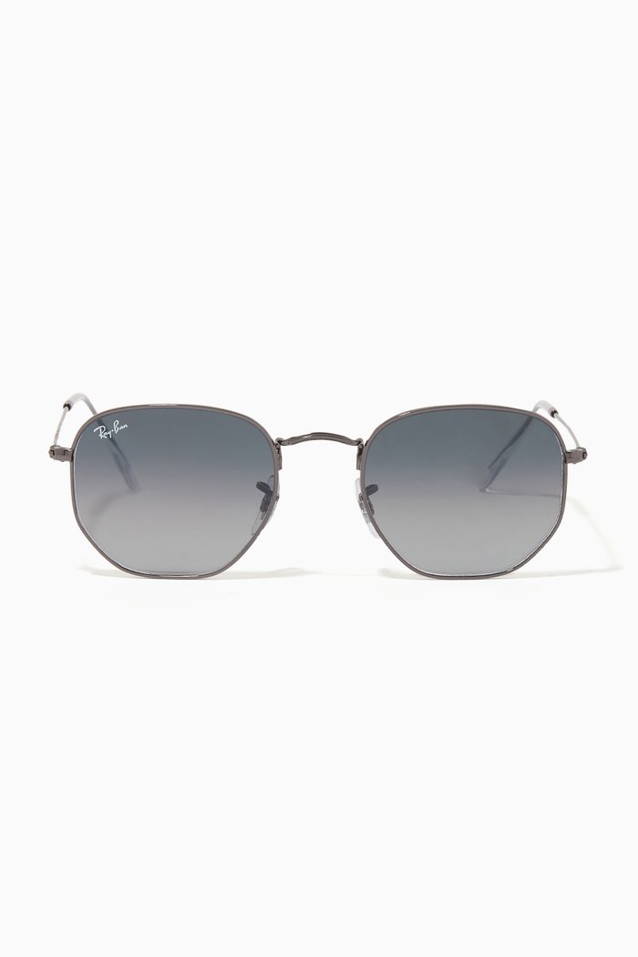 

Hexagonal Flat Sunglasses in Metal, Silver