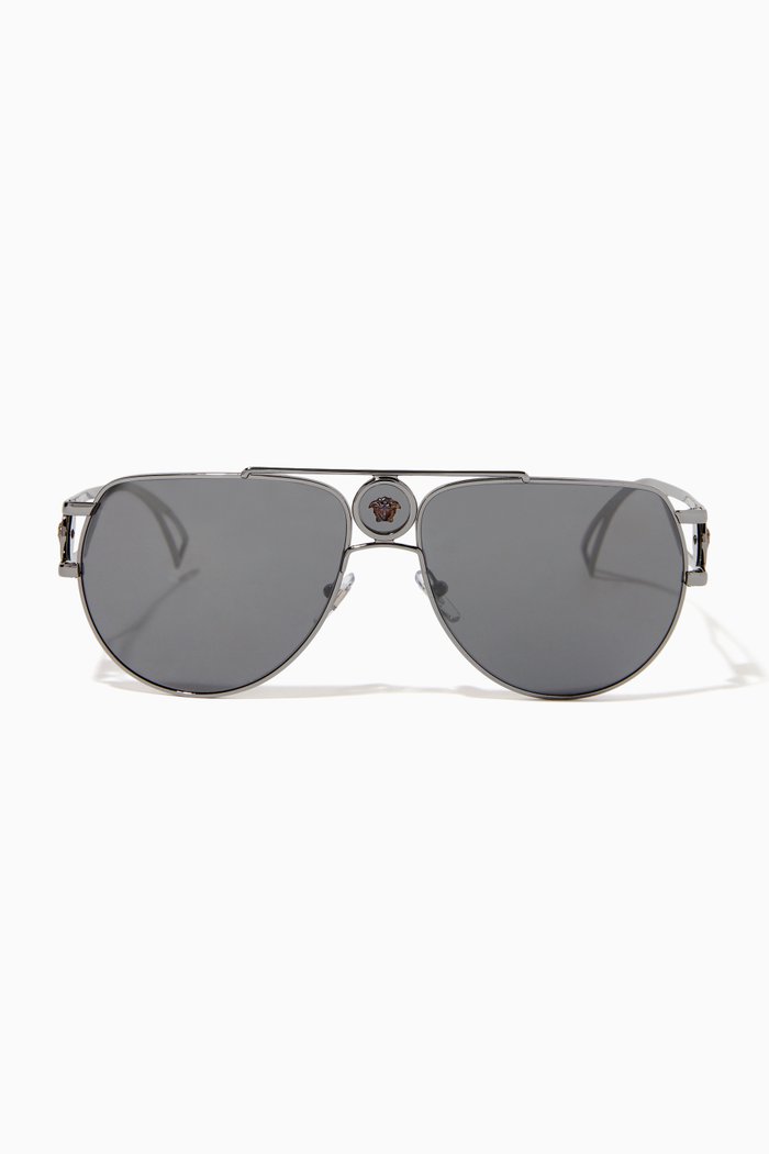 

Medusa Pilot Sunglasses in Metal, Silver