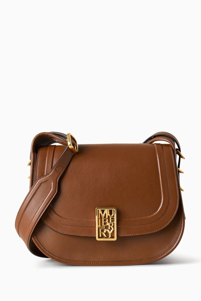 

Sadie Satchel Bag in Silky Calf Leather, Brown