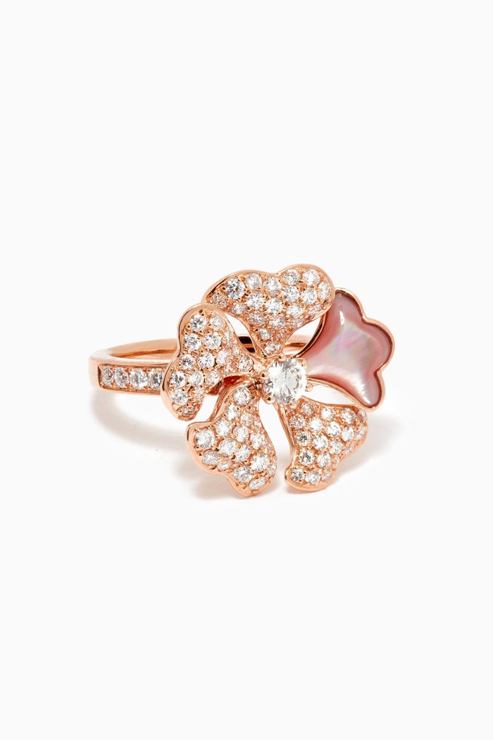 

Bloom Mother of Pearl Diamond Ring in 18kt Rose Gold