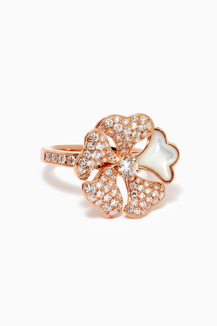 

Bloom Mother of Pearl Diamond Ring in 18kt Rose Gold
