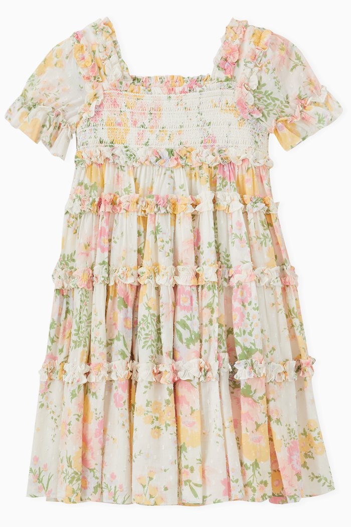 

Sunrise Bloom Smocked Dress in Organic Cotton, Multicolour