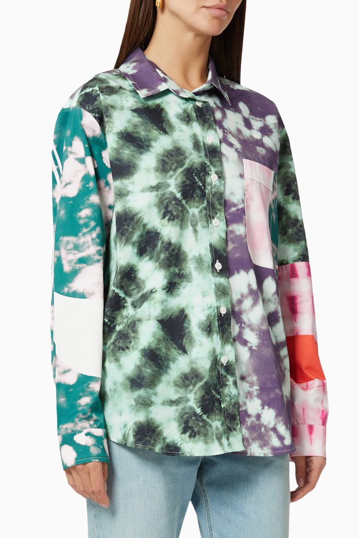 Patchwork Tie Dye Shirt, Blue
