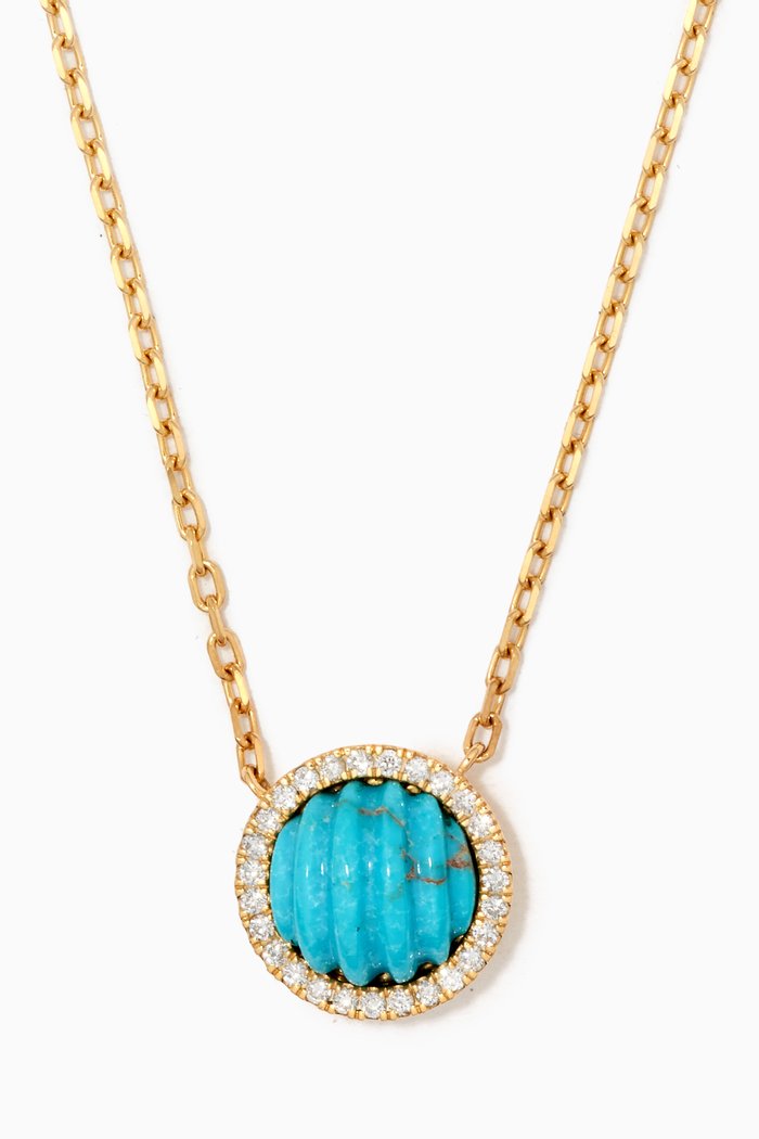 

Turquoise & Diamond Pendant Necklace in 18kt Yellow Gold