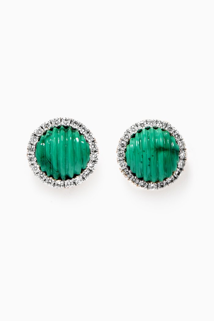 

Malachite & Diamond Stud Earrings in 18kt Yellow Gold