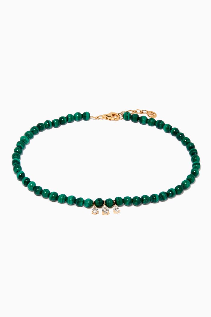 

Malachite & Diamond Anklet in 18kt Yellow Gold