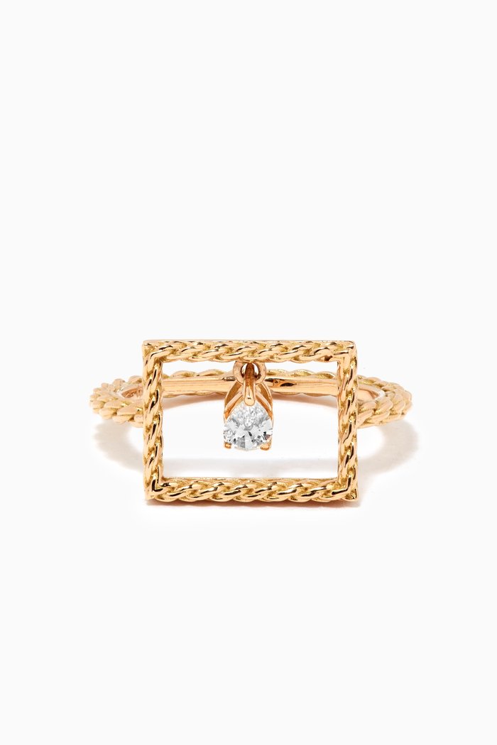 

Rope Rectangle Diamond Ring in 18kt Yellow Gold