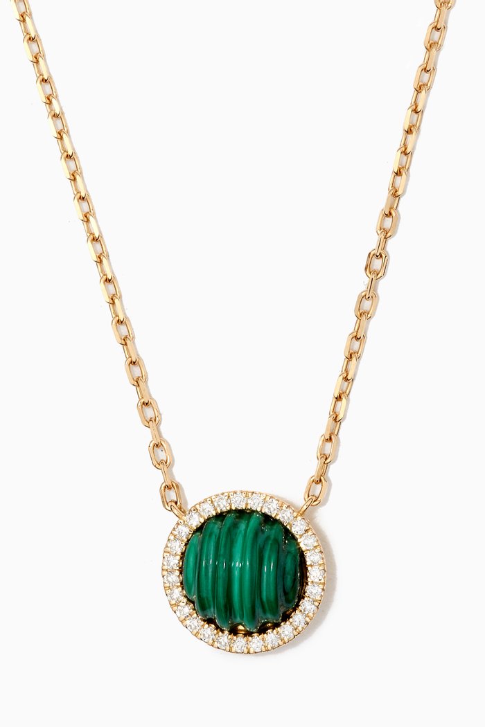 

Malachite & Diamond Pendant Necklace in 18kt Yellow Gold