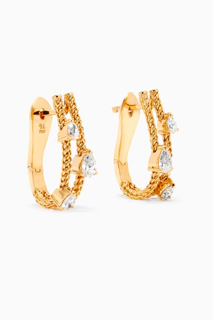Pear Diamond Rope Earrings in 18k Yellow Gold