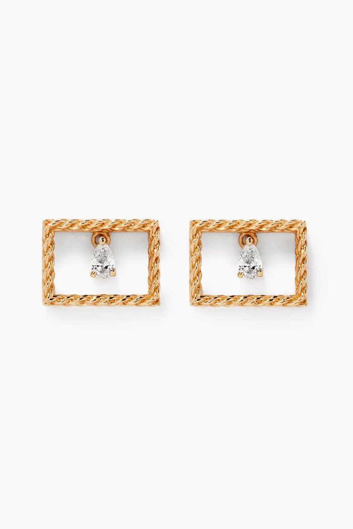 

Rope Rectangle Diamond Stud Earring in 18kt Yellow Gold