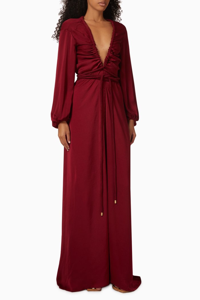 

Neema Eucalyptus Robe in Satin, Red