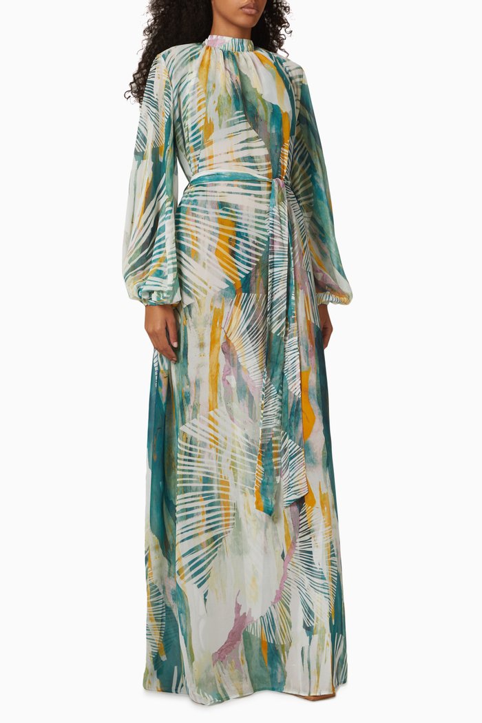 

Sade Cover-up Maxi Dress in Chiffon, Blue