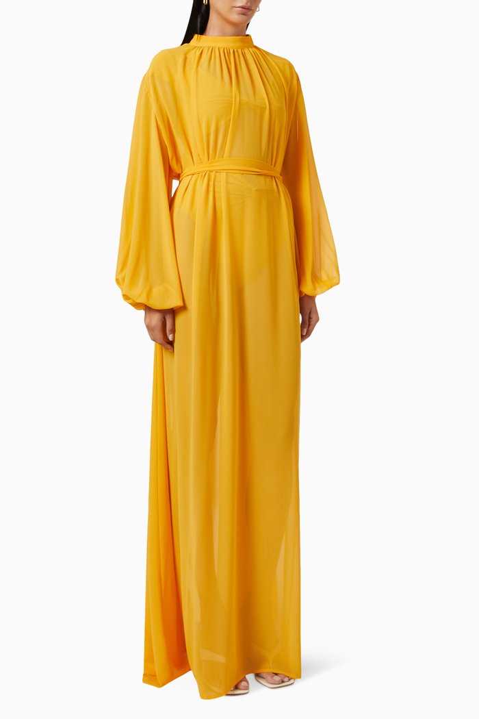 

Sade Cover-up Maxi Dress in Chiffon, Yellow