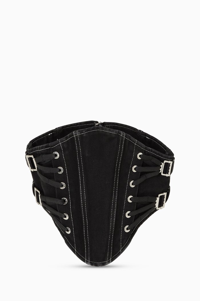 

Fan Laced Undercorset in Denim, Black