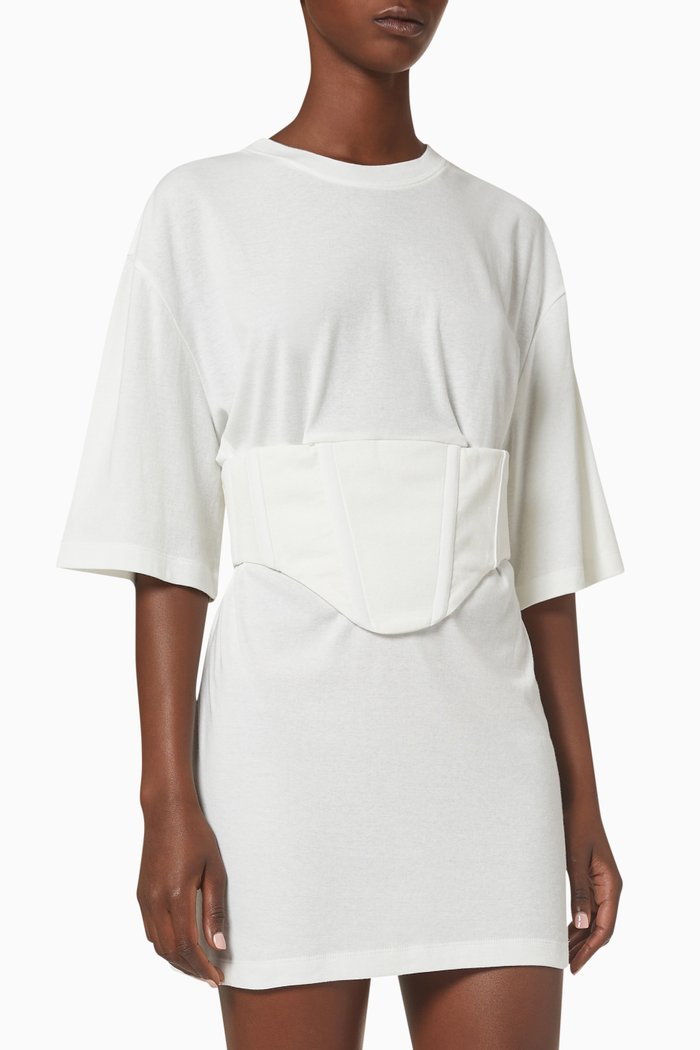 

Oversized Under Corset Tunic in Cotton Jersey, White