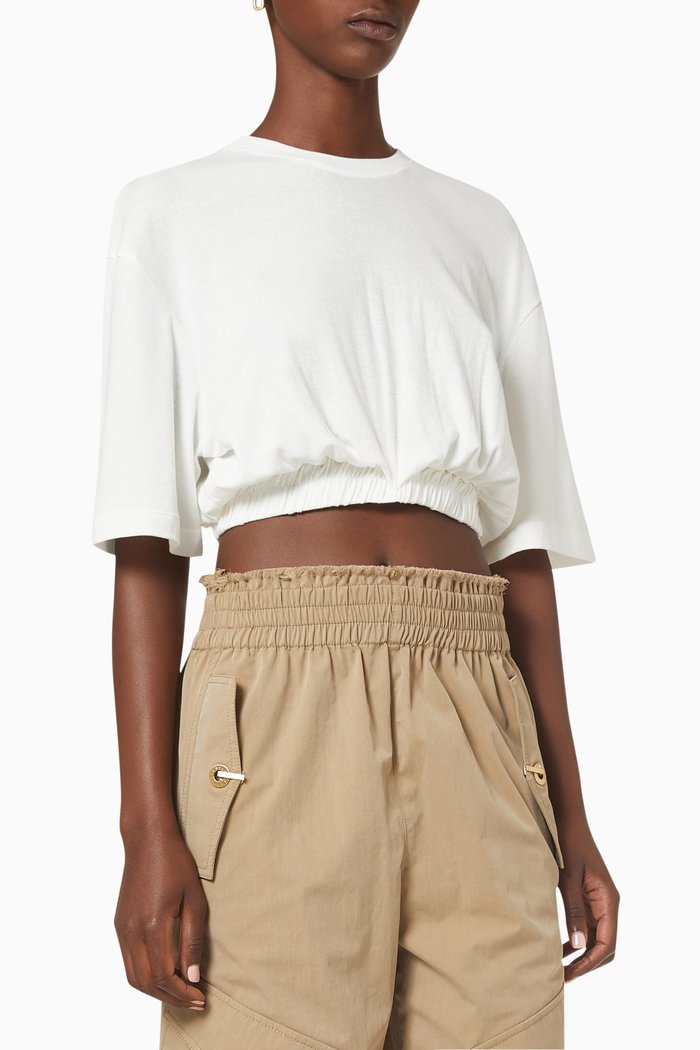 

Rolled Cropped T-shirt in Cotton Jersey, Neutral