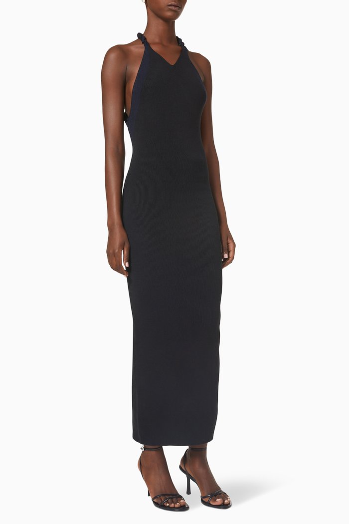 Double Rope Knit Dress in Cotton, Black