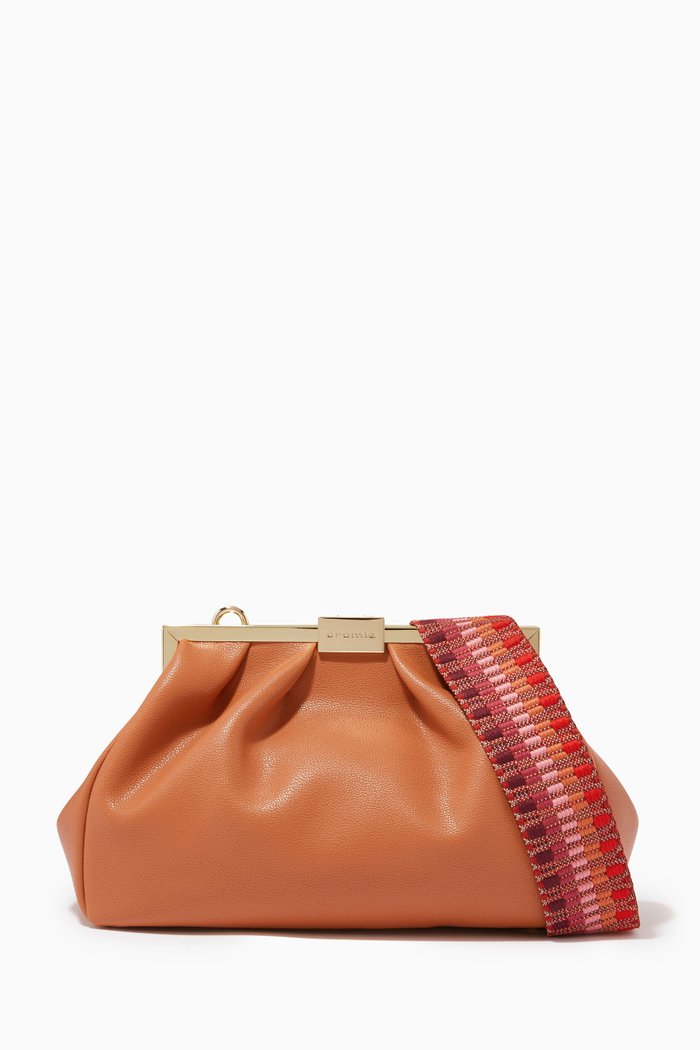 

Small Rio Shoulder Bag in Micro Grainy Calfskin, Brown