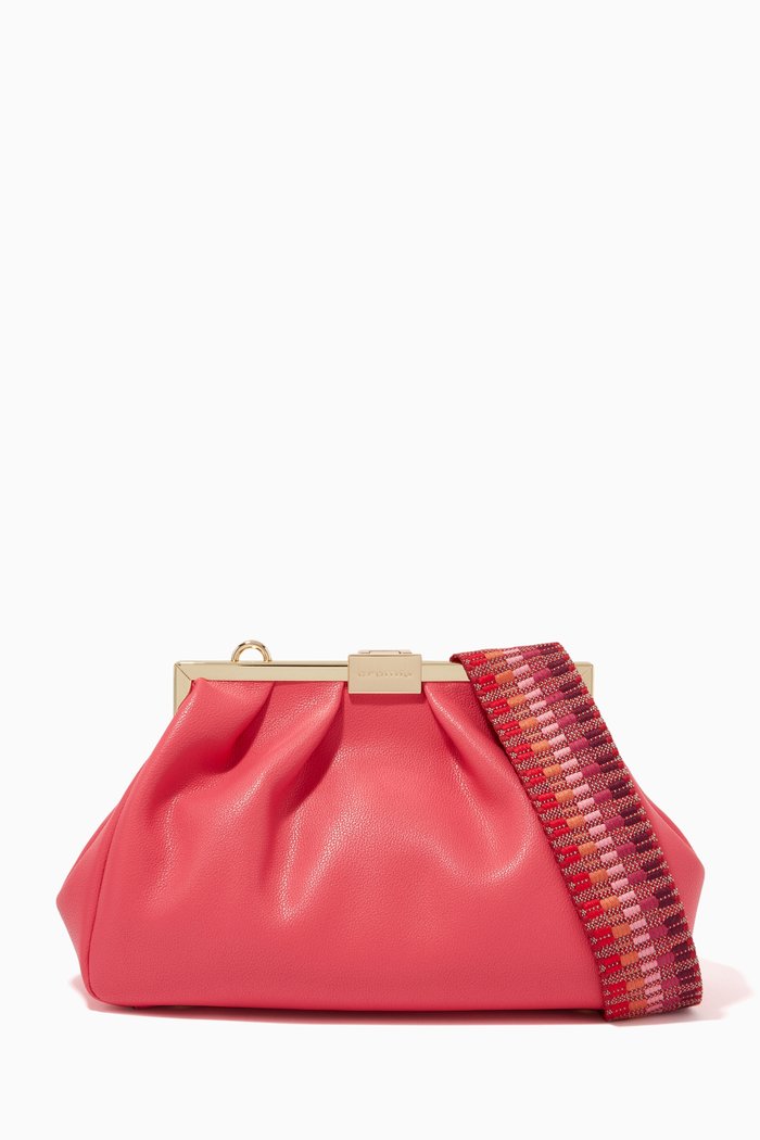 

Small Rio Shoulder Bag in Micro Grainy Calfskin, Pink