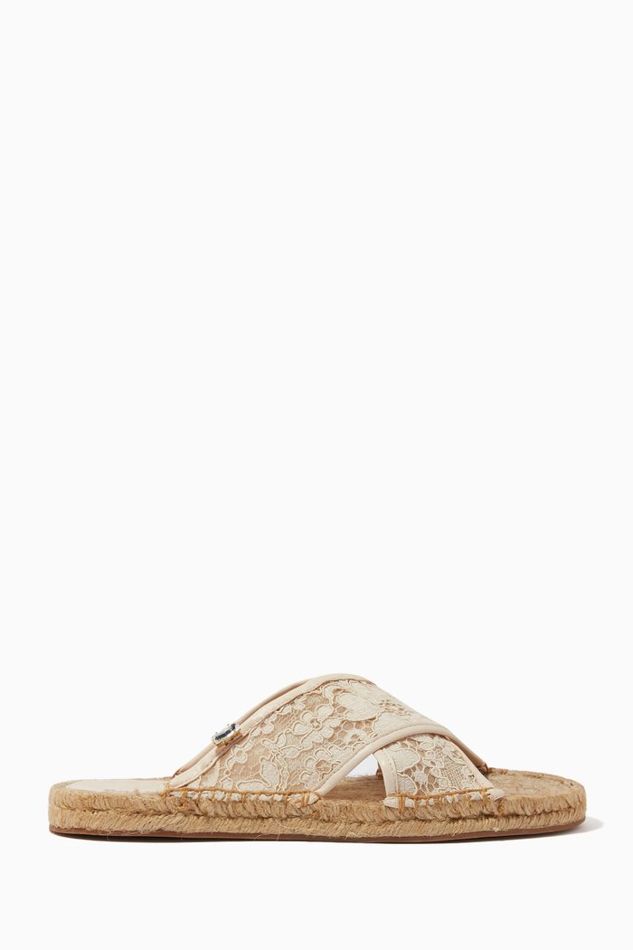 

Espadrille Slides in Lace, Neutral