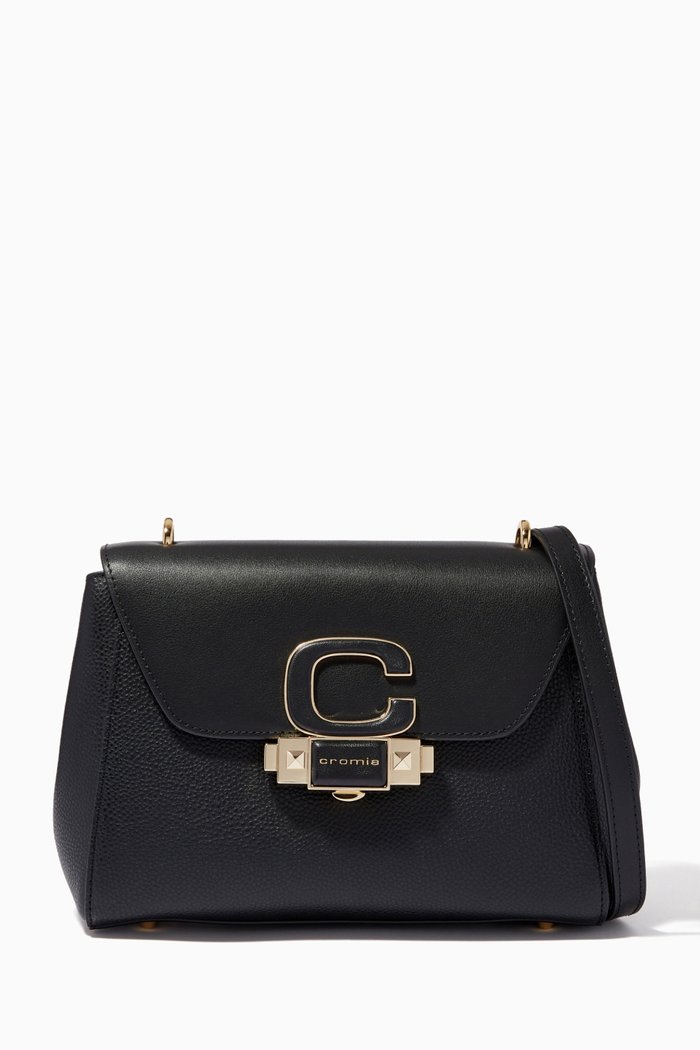 

Small New Horizon Crossbody Bag in Deer-print Calfskin, Black